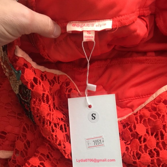 Bohemian romper, lipstick red - Picture 3 of 4